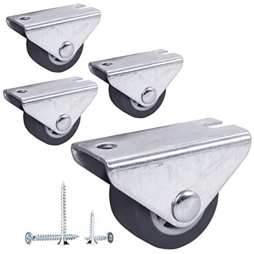 SKIR'CO (4 piezas) Ruedas pequeñas de goma de 25 mm, ruedas de muebles, ruedas fijas, dirección unidireccional, tornillos incluidos