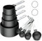 Measuring Cups, HENGBIRD Ensembles de cuillères doseuses, Lot de 8 Ensemble cuillère à mesurer et Tasse à mesurer avec poignées en acier inoxydable pour liquides et solides (Noir)