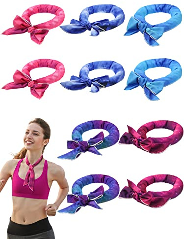 Janmercy 10 Pcs Tie Dye Cooling Neck Wraps Cooling Scarf Ice Bandanas Summer for Men Women Camping Running Outdoor Sports (Starry Sky Style)