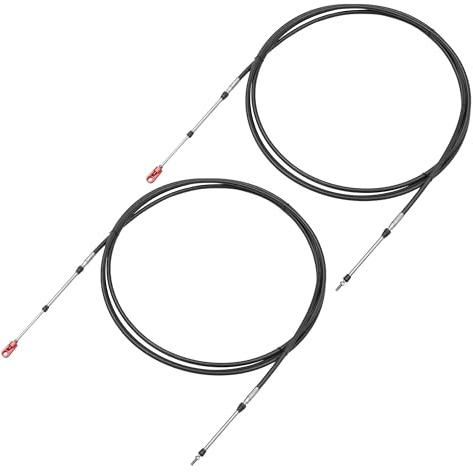 uxcell 2 cavi per scatola di comando del cambio dell'acceleratore, tipo marino 3300/33C, da 4,9 m, con forcella per motore fuoribordo Yamaha, sistema di sterzo per motore fuoribordo e barca, colore