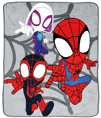 Jay Franco Manta Gruesa de niños de Forro Polar 130 x 150 cm para Cama o sofá de Spiderman y Sus Amigos