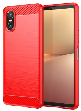 EasyShow Schutzhülle für Sony Xperia 10 VI Hülle Ultra Thin Tasche Cover Silikon Handyhülle Stoßfest Case Schutzhülle Backcover Hüllen für Sony Xperia 10 VI-Rot