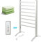 Todeco Sèche-Serviettes Électrique Mural avec 8 Barres et Minuterie, Porte Serviettes et Éche Serviettes Multifonctionnel, 90x53x35.5cm