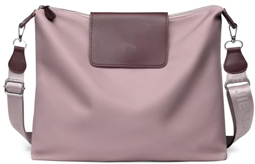 JANKS Sac à bandoulière pour femme en matériau recyclé - Grand sac pour téléphone portable - Avec large bandoulière, Rose, Grand