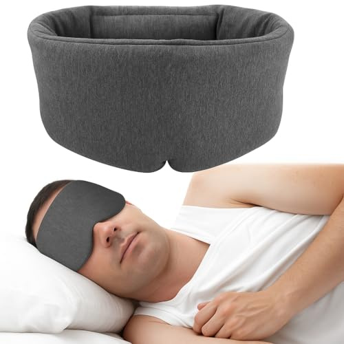 ZMDMAH Mascherina per Dormire, Grigio Maschera per Il Sonno in 100% Cotone Fatta a Mano Regolabile Comoda e Traspirante Unisex Morbida, Maschera per Dormire per Sonno Yoga Pisolini e Viaggi