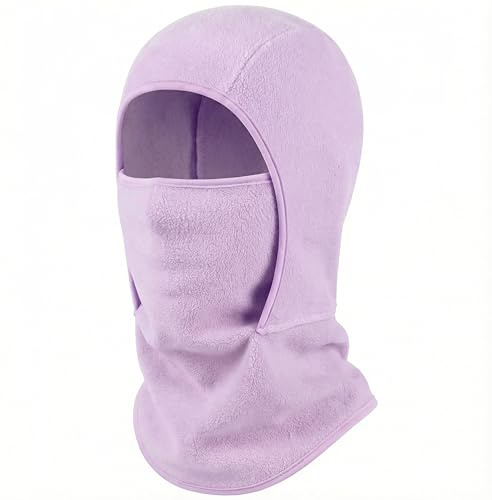 Kids Fleece Balaclava Ski Mask,Face Mask Neck Warmer for Boys Girls,Windproof Face Cover for Cold Weather Skiing Cycling (US, Age, 4 Years, 13 Years, Purple)