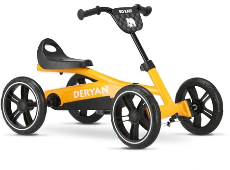 Deryan Gokart con sedile regolabile, auto a pedale, portata fino a 25 kg, pedale Gokart, veicolo per bambini dai 2 anni in su (Arancia)