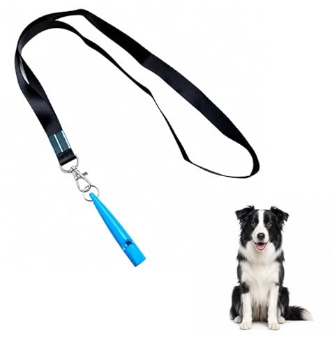 VBK Sifflet Chien Rappel, Sifflet Ultrason Chien avec Cordon Long, Sifflet Dressage Chien Léger Portable, Sifflet Éducation Canine Bleu