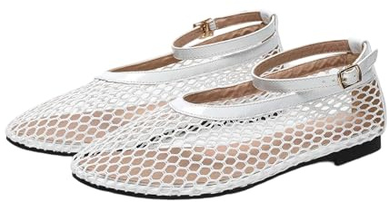 Bailarinas de Malla para Mujer con Correa de Hebilla, cómodas, Informales, de Rejilla, sin Cordones, Transpirables, con y Ligeras, Antideslizantes, Primavera Verano