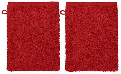 Miomare® 2 Frottier Waschhandschuhe/Waschlappen - 100% Baumwolle Rot Uni