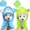 Fiyuer hundebademantel 2 Pcs Haustier Badetuch Hund Bademantel für kleine Hunde katzentuch Schnell Trocknendes Superabsorbierendes grün Blau