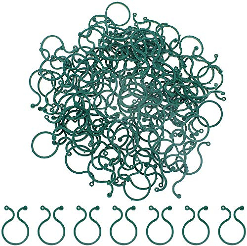 BlueXP 200 Pack Garden Plant Clips Green Plastic Plant Clips Twisty Plant Rings for Home Garden Fitting Climbing Plants Seedling Floppy Plants Garden Plant Ties