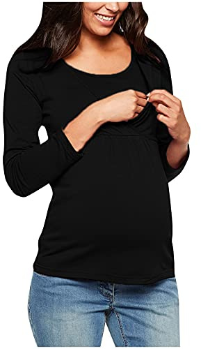LJHH Maglietta da Allattamento a Maniche Lunghe per Gravidanza T Shirt Maglia Premaman Manica Lunga Felpa 2 in 1 per Allattamento Doppio Strato Primavera Camicetta Bluse Tops Regali per la Moglie