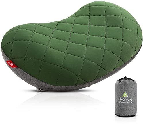 Hikenture Camping Pillow Inflatable, Washable Backpacking Pillow for Sleeping, Ultralight Blow Up Pillows with Removable Cover, Portable&Compact Hiking Pillow for Beach, Travel, Outdoor(Green)