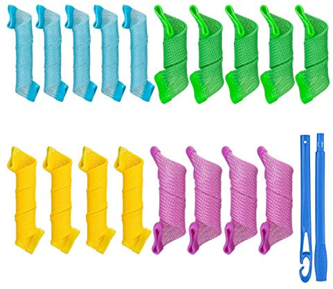 Heatless Curls，Magic Spiral Hair Curlers Set No Heat Hair Rollers Heatless for Long/Short Hair Wave Hair curling tools Perm Kit，DIY Hairstyle Tools for Women Girls, Hair Accessories(18 Pack)