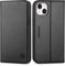 SHIELDON Hülle für iPhone 14 Plus 5G Handyhülle [Erstklassig Echtleder] [Kartenfach] [Magnet] [Standfunktion] [RFID-Sperre], Stoßfest Schutzhülle Lederhülle Kompatibel mit iPhone 14 Plus 6,7 - Schwarz