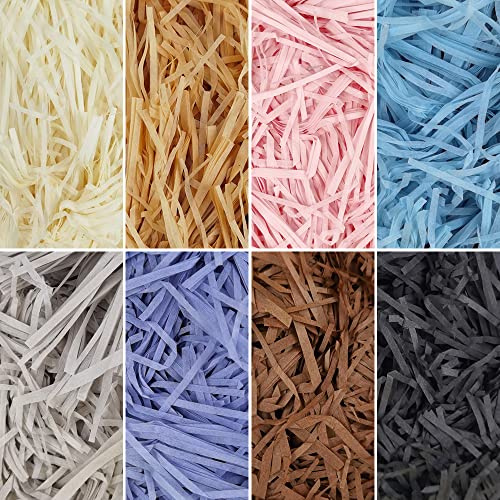 Carta Tagliuzzata 400g 8 colori Tagliuzzato Carta per Regalo Imballaggio per Confezione di Regalo Cestino Riempimento per Compleanno/Matrimonio/San Valentino/Festa