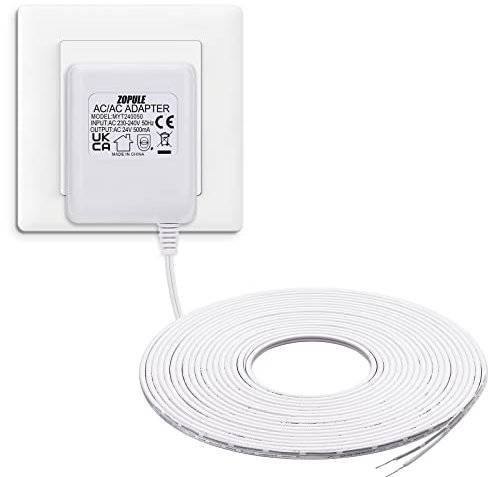 24 Volt Doorbell Transformer, C Wire Adapter Thermostats, Compatible with Ecobee, Nest and Honeywell Smart WiFi Thermostat, For Ring Nest,Wyze Doorbell (with 196in Cable White)