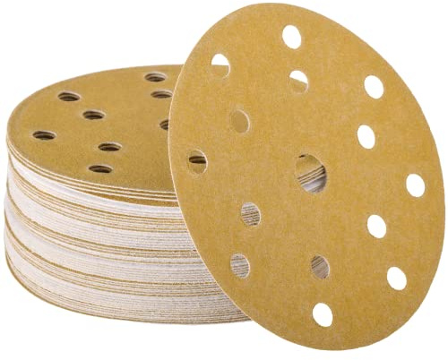 Wfix 50 Disques de poncage 150 mm K150, Perforation 15 trous pour ponceuse excentrique, Grain K150 Disque Abrasif Professionnel pour Ponçage du Bois, Platre, Rénovation