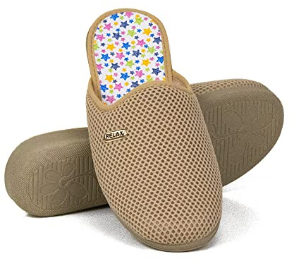 COZSERIES Zapatillas de Casa Mujer | Calzado Anatómico Verano con Rejilla Transpirable | Sandalias de Cuña con Punta Abierta | Suela de Caucho Antideslizante | Fabricado en España | Beige | Talla 39
