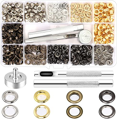 Ticeed 400pcs Occhiello Strumento Kit Grommet Metallo Strumento Installazione Dell'Occhiello Occhielli Grommet Rondelle Occhielli Metallici per Teloni Occhielli in Metallo Grommet Rondelle