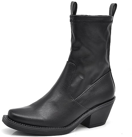 IF Fashion Scarpe da Donna Stivali Stivaletti Cowboy Western Camperos Texani Punta Quadrata MP628-1 nero N.40