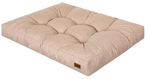 DOGGY Hundebett, Rechteckig Hundematratze, Hundecouch, mittel Hunde, Kissen, Korb, Haustier, Hundebox, Schlafplatz, Hundemöbel, [XL] - 120 x 90 cm, Beige