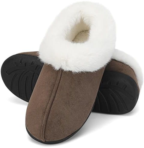 Mishansha Zapatillas de Estar por Casa Hombre Mujer Zapatos de Casa Invierno Cálido con Memory Foam Pantuflas Cómodas Antideslizante para Exterior e Interior, Marrón, 44/45 EU