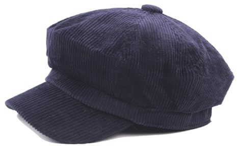 GIBZ Gorro de Pana Unisex de 8 Paneles Newsboy Boina Ajustable Azul Marino