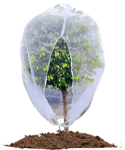 Aoreun Rete protezione piante, Rete Anti Insetti per Alberi da Frutto con Cerniera e Cordoncino, Cappuccio Protezione Piante Maglia Fine, Rete di Protezione per Proteggere Ortaggi Fiori - 2m X 2.45m
