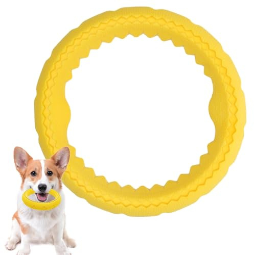 Anillo de masticación para perros: juguete de mascar de goma duradero, mordedor suave | Juguete interactivo de entrenamiento para mascotas, anillo de juego de caza y mordida