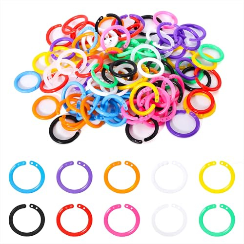 Binder ringar 100 stycken plast bokringar 20 mm häftapparater flerfärgade bindningar för lösa blad fotoalbum klippbok album hantverk papper kort