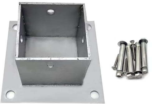 Base de poste de acero inoxidable resistente para Pera y Veranda, kit de anclaje cuadrado de hormigón de 200 x 200 mm, soporte de barandilla de jardín, ideal para buzones y vallas al aire libre.