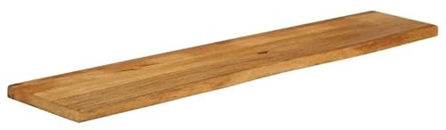 Eleganz Mesa de madera de mango maciza, 140 x 40 x 2,5 cm, con borde de árbol, aspecto de roble, duradero y natural, para cocina, salón u oficina