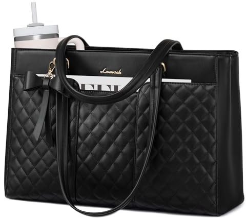 LOVEVOOK Laptopväska, handväska dam 15,6 tum, stor arbetsväska, shoppingväska, väska, PU-läder, lärarväska, portfölj, axelväska, väskor, kvinnor, bärväska för kontor, universitet