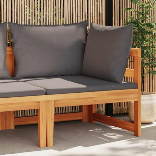 HOMELEN Hörnsoffa med mörkgrå kudde, massivt trä, akacia, trädgård lounge-set, balkongmöbelset, underhållningsset, sittlounge, balkong, soffa, lounge, lämplig för trädgårdar, terrasser