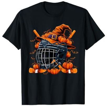 Halloween Ice Hockey Helmet Spooky Costume Men Boys T-Shirt