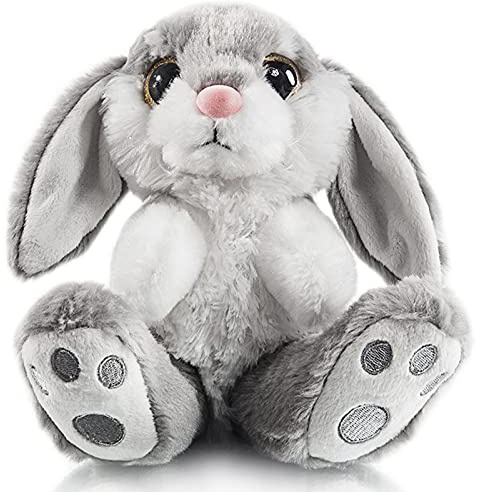 My OLi Easter Bunny Stuffed Animal 8.5in Plush Easter Rabbits Stuffed Animals with Floppy Ear Bedtime Friend Soft Toy Gifts for Kids Girls Boys, Gray