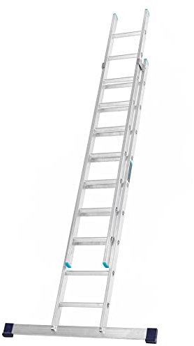 TB Davies 4.0m/13.0ft, TASKMASTER 2 Section Extension Ladders, Aluminium Stabiliser Bar, Comfort D-Shaped Rungs, Reach Height 4.6m/14.9ft, EN131 Professional