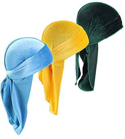 Upsmile Durags Doo Rag Rag - Trapos de rocío para Hombre, 360 Ondas, Paquete de 3 Unidades de Terciopelo Durags para Hombres y Mujeres, 1 Unidad, Talla única