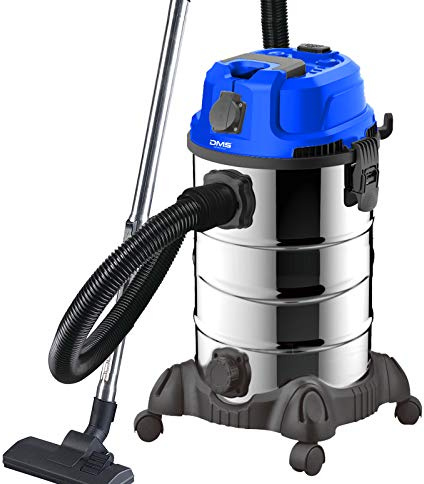 DMS® Industriestaubsauger für Nass u. Trocken Sauger | Edelstahl 2300W + Steckdose | starke Saugkraft | Blasfunktion | trocken und nass saugen | Filterreinigungssystem | großes Fassungsvermögen (Blau)