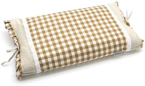 Edomi Cuscini per dormire, con grano saraceno, regolabile, con gusci di grano saraceno, riempiti con federa per il collo, per chi dorme sulla schiena e sul fianco (50,8 x 28 cm, cachi)