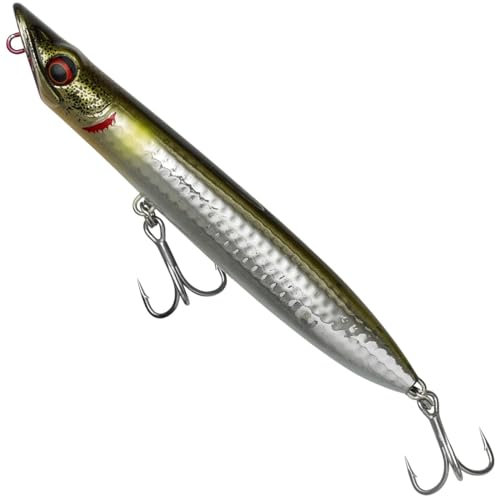 Savage Gear Slap Walker Topwater Köder für Angler - geriffelte Oberfläche, Ultra-Weitwurf Design, Seebarsch, Barrakuda und andere Raubfische, ideal für Salzwasser Mirror Ayu 10 cm