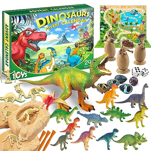Dinosaurier Adventskalender, Kinder Weihnachtskalender, Dinosaurier Spielzeuge Weihnachtskalender, Weihnachten 24 Tage Countdown Kalender für Weihnachten Geschenk für Mädchen Jungen