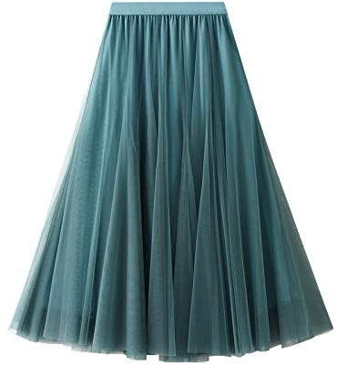 Daysskk Damen A Linie Tüllrock Maxirock Mit Elastischer Taille Lang Einheitsgröße