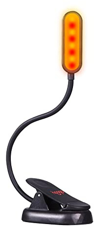 hooga Amber Book Light – Blue Light Blocking Reading Light for Bed, Stepless Dimming, Rechargeable Clip-On Night Light, 1600K Amber & 625nm Red LED for Night Reading