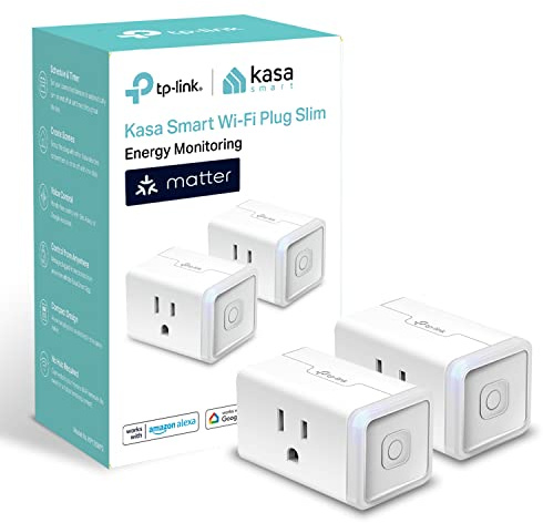 Kasa Smart Plug, Matter Compatible, Energy Monitoring, Compact Design, 15A/1800W Max, Super Easy Setup, Works with Apple Home, Alexa & Google Home, UL Certified, 2.4G Wi-Fi Only, White, KP125M(2-Pack)