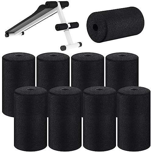 Deekin 8 Pieces Foam Foot Pads Rollers Set High Density Foam Roller for Gym Exercise Machines Equipment Replacements Exercise Massage Muscle Recovery, 6.3 x 3.4 OD x 0.87 ID