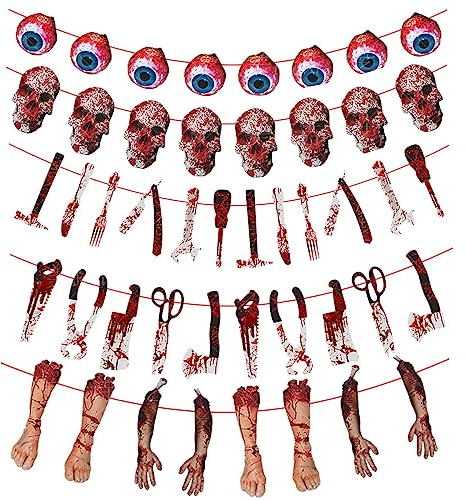 Eterspr 5 Piezas Decoraciones de Halloween Pancartas de Terror, Pancartas de Halloween, Guirnalda de Cuchillos Sangrientos, para Decoraciones de Fiesta Temáticas de Halloween