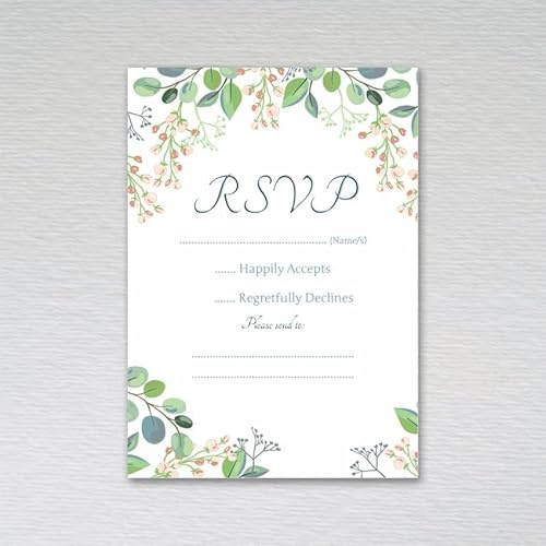 Webspectations Pack of RSVP Cards: Eucalyptus Wedding RSVP Cards (Pack of 50 without Envelopes)